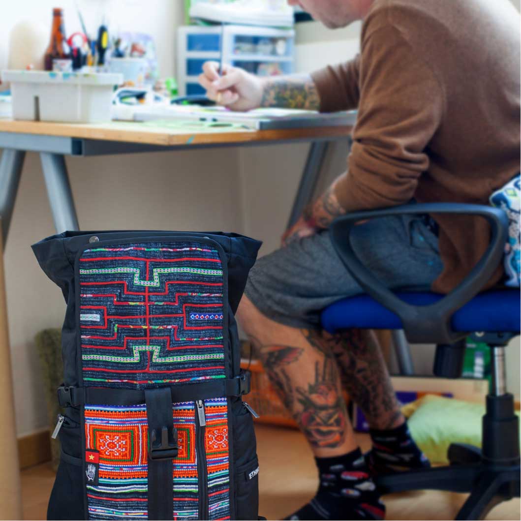 Ethnotek-raja-46-unique-travel-backpack-vietnam6-blue-and-orange-blue-and-orange-waterproof - vietnam-6